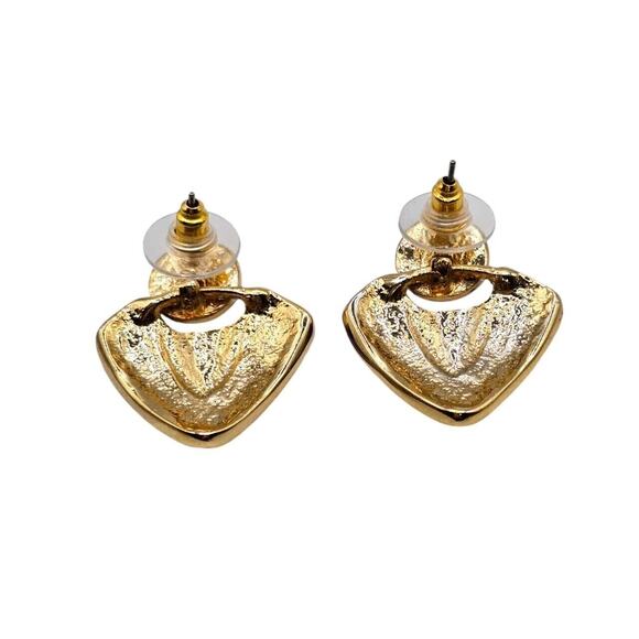 Pierced Earrings Retro Swirl Enamel Blue Purple Pink Colors Gold Tone SKU 2296 - Picture 6 of 6